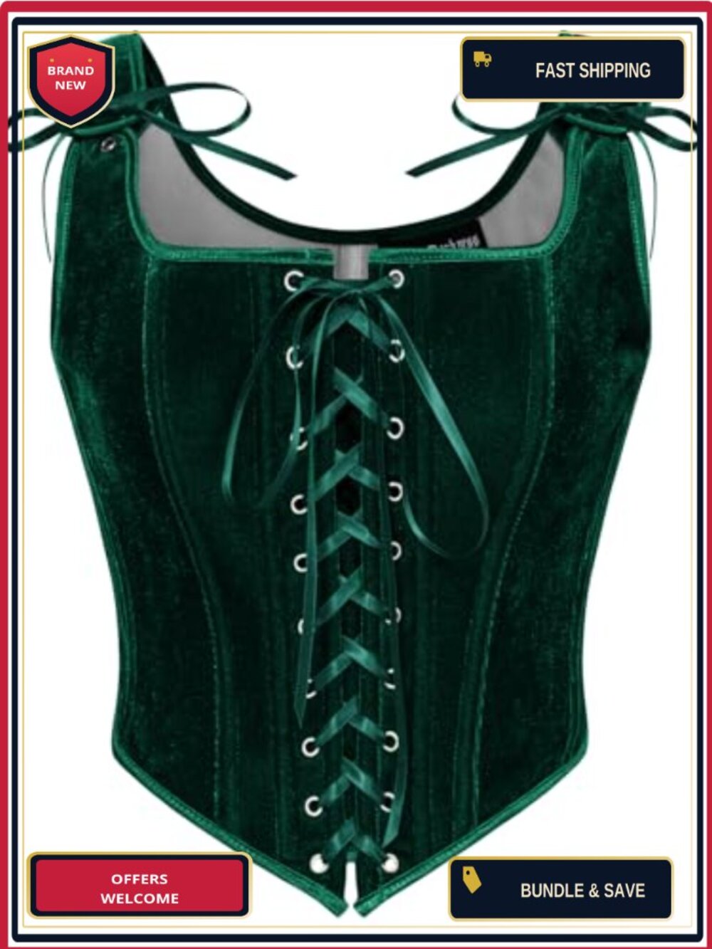 Velvet Renaissance Corset Top Lace-Up Overbust Bustier